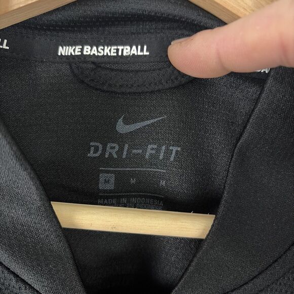 Nike Basketball Track Jacket Medium Black Full Zip Mock Neck Pockets Warm Up - Picture 2 of 8